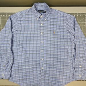 Polo Ralph Lauren Shirt Mens XL Windowpane Plaid Preppy Academia Knit Oxford